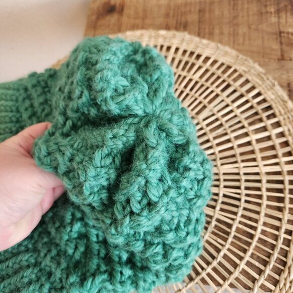 Green Handmade Zig Zag Pattern Knit Winter/Fall Hat - Picture 2 of 5